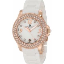 Charles-Hubert Paris 6789-WRG Rose-Gold Plated Stainless Steel Case Ceramic Band White Dial Watch