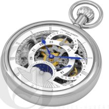 Charles Hubert Polished Finish Open Face Dual Time Mechanical Pocket Watch 3816-W