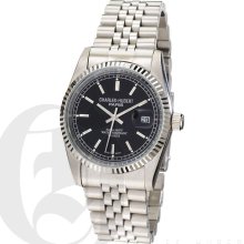 Charles Hubert Premium Ladies Black Dial Silver Tone Dress and Sport Watch 6635-WB