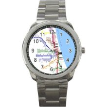 Chicago Subway Map Men's Watch Sports Metal Stainless Steel 14537830
