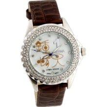 Chinese Style Crystal Watch Dial PU Leather Band Women's Wrist Watch