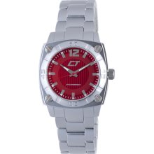 Chronotech Men's Red Dial Aluminum Quartz Watch