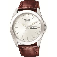 Citizen Authentic Quartz Elegant Leather Calendar Mens Watch Bf0580-14a