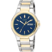 Citizen Bk3564-52l Quartz Day Date Blue Dial Stainless Steel Men's Watch