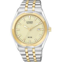 Citizen Eco-drive Corso Two Tone Champagne Dial Date Men's Watch Bm6844-57p