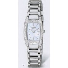 Citizen Eco Drive Ladies` Silver Silhouette Crystal Watch (22x18 Mm Case)