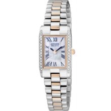 Citizen Eco-drive Ladies Dual Tone Swarovski Crystals Elegant Watch Ew9816-51d