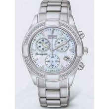 Citizen Eco Drive Silver Regent Chronograph Watch With 28 Diamonds