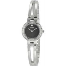 Citizen EW9990-54E Womens Eco-Drive Bangle Style Silhouette Crystal Black Dial