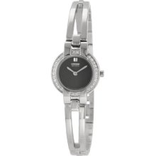 Citizen Ladies Eco-Drive Bangle Style Silhouette Crystal Black Dial EW9990-54E