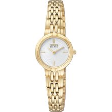 Citizen Ladies Gold Tone Stainless Steel Silhouette Eco-Drive White Dial EX1092-57A