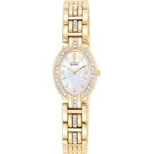 Citizen Ladies Gold Tone Silhouette Eco Drive Mother Of Pearl Dial Swarovski Crystals EW8722-59D