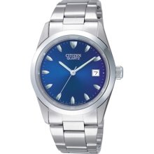 Citizen Mens $150 Blue Dial Silver Stainless Steel Watch W/ Date - Bk1410-57l