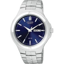 Citizen Quartz Mens Analog Stainless Watch - Silver Bracelet - Blue Dial - BF0590-53L