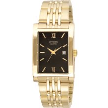 Citizen Quartz Mens Analog Stainless Watch - Gold Bracelet - Black Dial - BH1372-56E