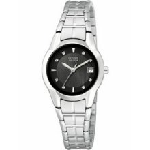 Citizen Women's Eco-Drive Stainless Steel Watch w/Black Dial Promotional