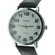 Citron Men's Quartz Watch With White Dial Analogue Display And Black Plastic Or Pu Strap Asg101/A