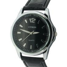 Citron Men's Quartz Watch With Black Dial Analogue Display And Black Plastic Or Pu Strap Asg100/B