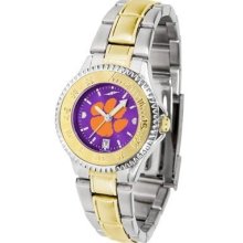 Clemson Tigers Ladies Stainless Steel and Gold Tone Watch