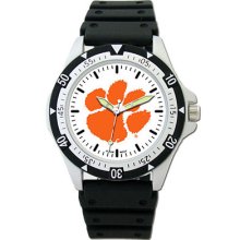 Clemson Tigers Ncaa Men's Large Dial Sports Watch W/rubber Bracelet