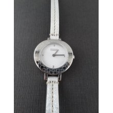 Coach Analog Round Silver-tone Leather Strap Women's Watch