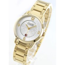 Coach Women's Gold Plate Classic Signature Bracelet Watch 14501314
