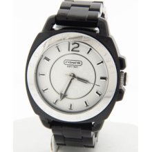 Coach Women's White Signature Dial Black Plastic Quartz Watch