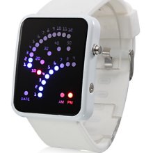 Color Band 29 Blue Red and LED Sector Pattern LED Wrist Watch