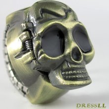 Copper Cool Flip-up Skull Stretch Finger Ring Quartz Watch