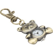 Cute Bear of Unisex Analog Alloy Quartz Keychain Watch (Bronze)