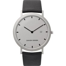 Danish Design Men's Quartz Watch With Grey Dial Analogue Display And Black Leather Strap Dz120068