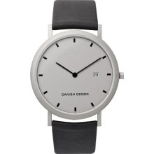 Danish Design Men's Quartz Watch With Grey Dial Analogue Display And Black Leather Strap Dz120068