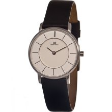 Danish Design Womens Stainless Steel Stainless Watch - Black Leather Strap - White Dial - DDSIV12Q789