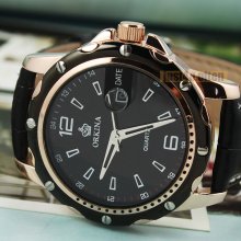 Date Dial Rose Gold Case Mens Fashion & Elegant Quartz Wrist Watches Quartz