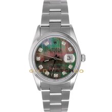 Datejust 16200 Oyster Band Smooth Bezel Dark MOP Diamond Dial