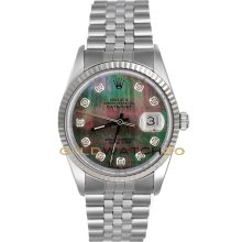 Datejust 16234 Jubilee Band Fluted Bezel Dark MOP Diamond Dial