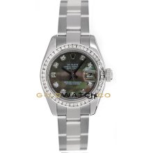 Datejust 179160 Steel Oyster Band Dark MOP Diamond Dial & Bezel