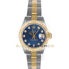 Datejust 69173 Steel Gold Oyster Band Blue Diamond Dial & Bezel