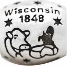 De Buman Sterling Silver Us 50 State Wisconsin Bead