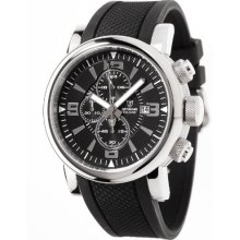 Detomaso Foligno Men's Quartz Watch With Black Dial Analogue Display And Black Silicone Strap Dt1040-B