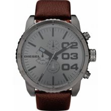 Diesel Gents Chronograph Brown Leather Strap DZ4210 Watch