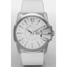 Diesel Mens Analog Stainless Watch - White Leather Strap - White Dial - DZ1405