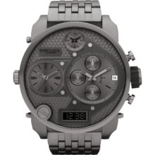 Diesel Watch, Analog Digital Gunmetal Ion Plated Stainless Steel Bracelet Watch