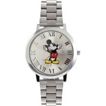 Disney by Ingersoll Mens Classic Mickey Mouse Stainless Watch - Silver Bracelet - Graphic Dial - IND26130