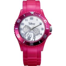 Disney Mickey Mouse Crystal Accent Pink Resin Watch