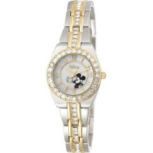 Disney Women Mickey Mouse Two Tone Rhinestone Bracelet Watch Case Quality