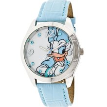 Disney Women's Daisy Duck Light Blue Watch, Iced Croco Strap