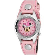 Disney Women's Minnie Mouse Light-Up Pink Watch, Simulated-Leather
