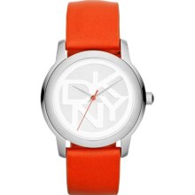 DKNY DKNY Silver Tone Coral Leather Logo Watch