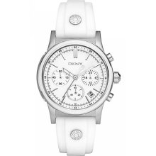Dkny Ny8170 Women's White Rubber Chronograph Watch - & Authentic
